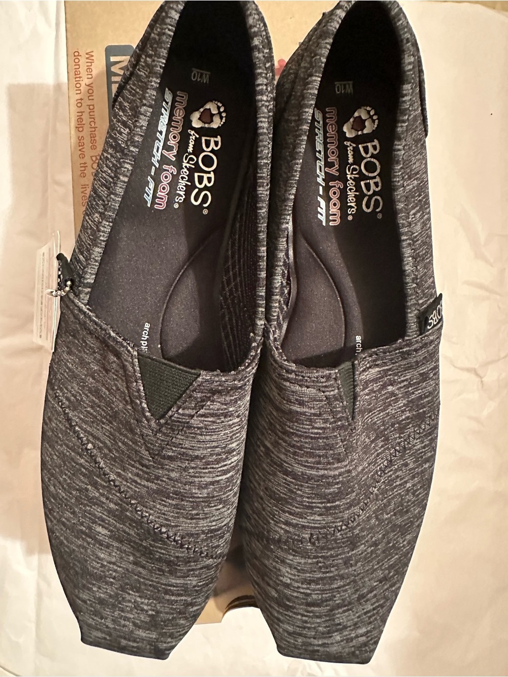 NWT Women’s 10 - Bobs Black/Gray Slip-On Memory Foam Shoes